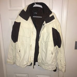 White and Brown North Face Jacket!!!!